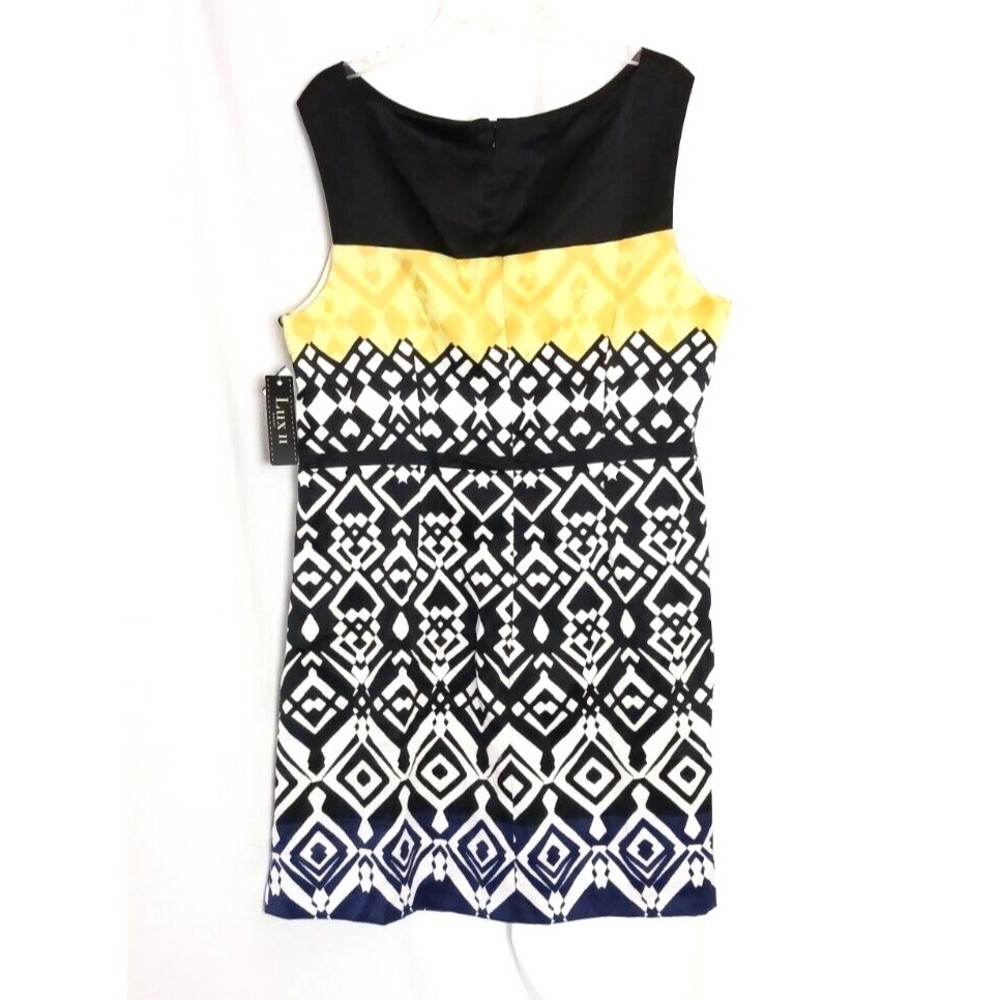 Lux II Sleeveless Black/White/Yellow Print Dress Size 18W New With Tags!